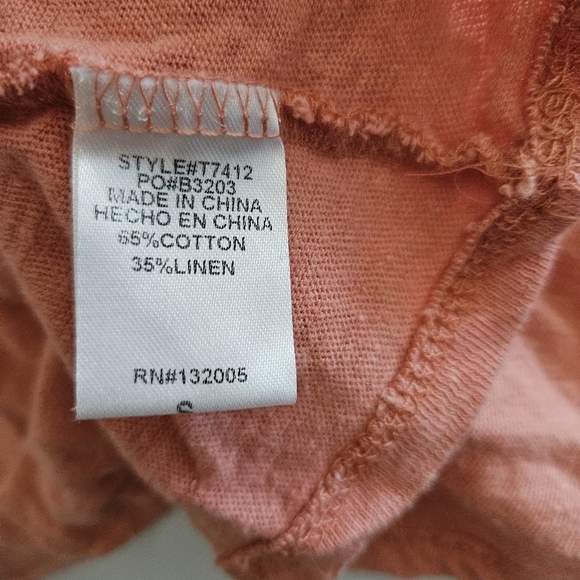 Entro Womens Small Peach Orange Boho Tank Top Blouse Crochet Lace Up Girly Linen - Picture 8 of 8